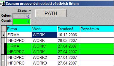 Poznámka k sieťovej verzii: Ak sa užívateľ prihlasuje do jednej firmy, program mu nastaví pracovnú oblasť, tzv. work.