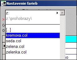 Po zvolení tlačidla PREDVOLENÉ v druhom okne vyberte a ENTEROM potvrďte jednu z farebných kombinácií. Po zvolení farby nastanú viditeľné zmeny.