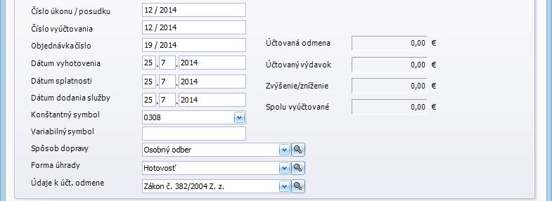 102 MEMO ZNALECKÝ DENNÍK A VYÚČTOVANIE V pravej časti sú súhrnné informácie o vyúčtovaní. Vzhľadom k tomu, že sme ešte nezadali vyúčtovanie sú všetky hodnoty rovné nule.