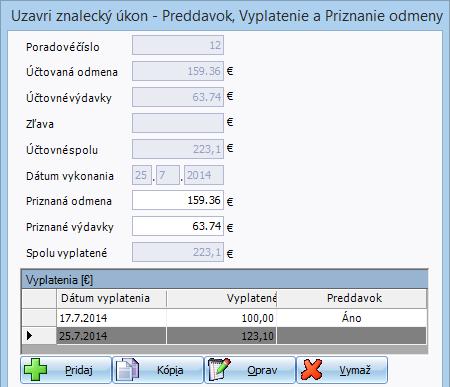 9 PRÍKLADY 103 V. UZATVORENIE ÚKONU Po zadaní vyúčtovania môžete pristúpiť k uzavretiu úkonu. Úkon uzavriete z hlavného formulára v záložke Základné funkcie cez ikonu Uzavri úkon.