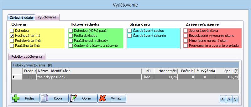 40 MEMO ZNALECKÝ DENNÍK A VYÚČTOVANIE HODINOVÁ ODMENA Hodinová odmena za jednu aj začatú hodinu výkonu znaleckej činnosti je 13,28 Eur, ak nie je ustanovené inak.