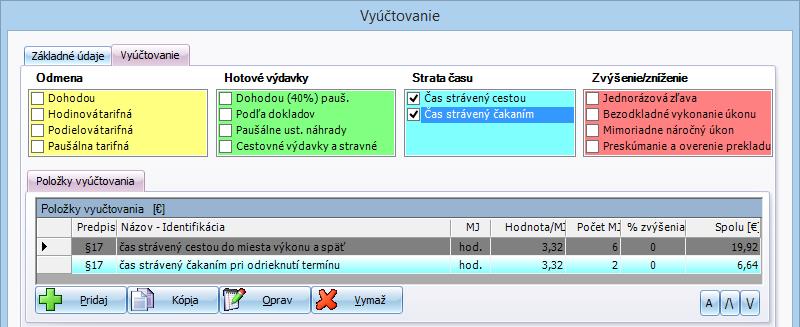 4 VYÚČTOVANIE 49 V zobrazených systémových záznamoch môžete zadať iba počet MJ, ostatné údaje sú zadané podľa platného predpisu a nie je možné ich meniť.