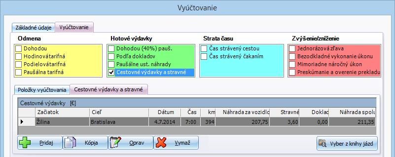 4 VYÚČTOVANIE 51 Jazdy pri spracovávaní vyúčtovania môžete zadávať do programu dvomi spôsobmi: Ak si vediete pravidelne knihu jázd, môžete konkrétnu jazdu súvisiacu s úkonom vybrať z knihy jázd