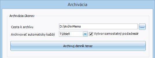 7 ĎALŠIE FUNKCIE PROGRAMU MEMO 71 7.1 ARCHIVÁCIA Zálohovanie údajov v programe MEMO je veľmi dôležité kvôli bezpečnosti. Odporúčame Vám archivovať svoje dáta pravidelne.