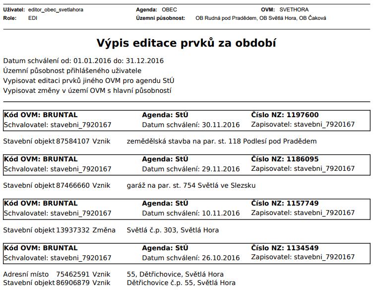 Sestavu vyexportujeme ve formátu PDF přes tlačítko Vytisknout: