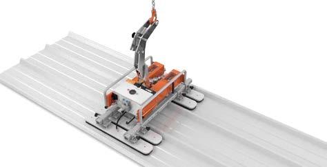 typ UNIC URW-295 nosnost 2,9 t 1,4 m maximální pracovní rádius 8,41 m maximální výška zdvihu 8,8 m úhel ramene 0 78 Vakuový manipulátor pro manipulaci střešních a stěnových panelů.