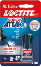 www.henkel-lepidla.cz Loctite Super Attak Brush On Univerzální tekuté sekundové lepidlo. Vhodné pro lepení porcelánu, keramiky, plastů, gumy, kůže, dřeva a kovů.