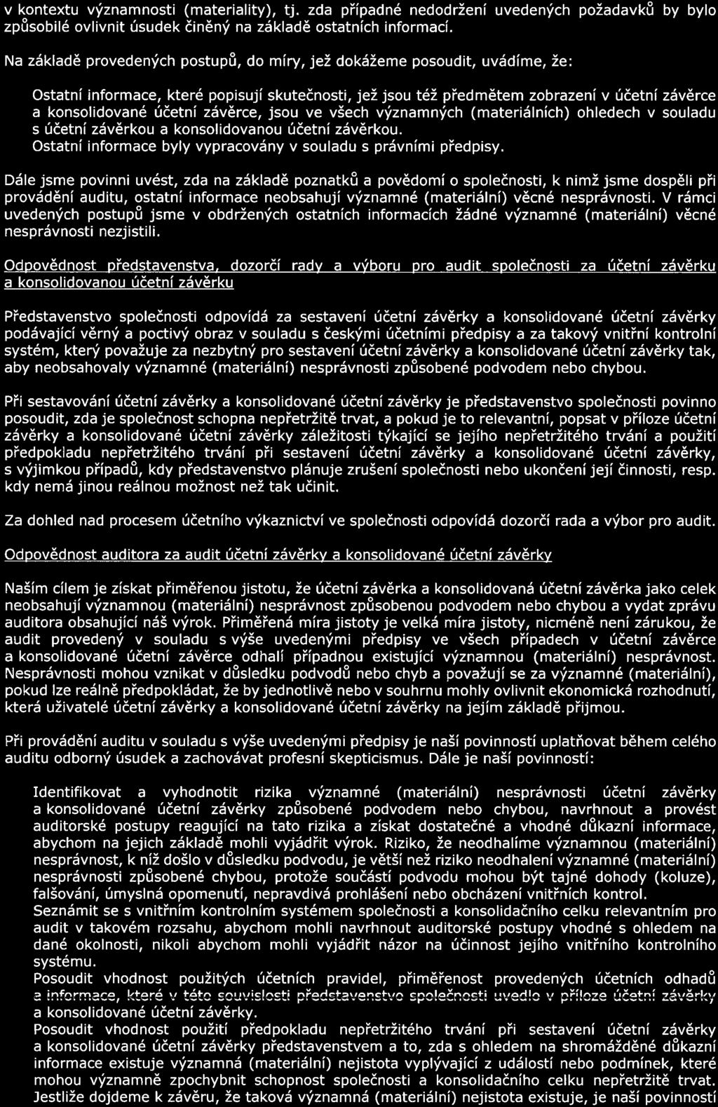 ZPRÁVA NEZÁVISLÉHO AUDITORA A