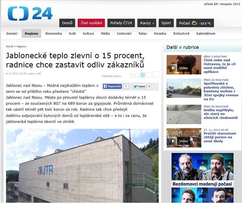 Povinnost připojení na veřejné sítě Teplo Vývoj spotřeby
