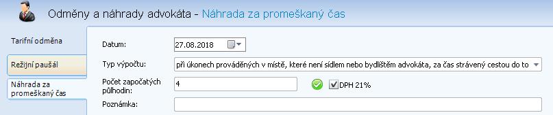 Pro výpočet je nejprve nutné zvolit Typ výpočtu ().