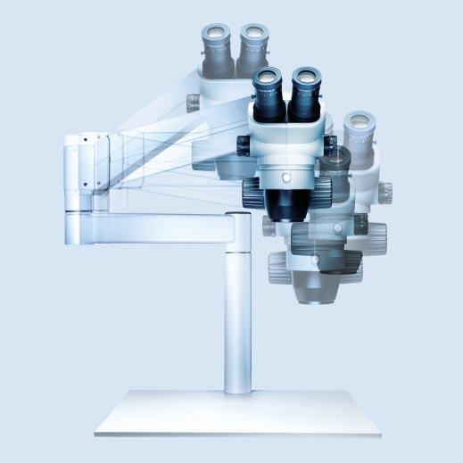 The arms enable the microscopes to be freely moved in the X, Y and Z directions.