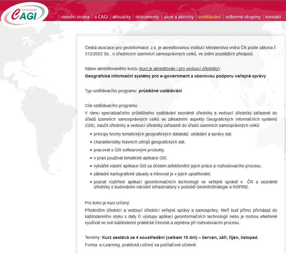 Akreditovaný vzdělávací program CAGI Akreditovaný