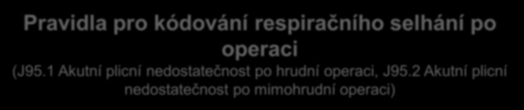 Pravidla pro kódování respiračního selhání po operaci (J95.1 Akutní plicní nedostatečnost po hrudní operaci, J95.