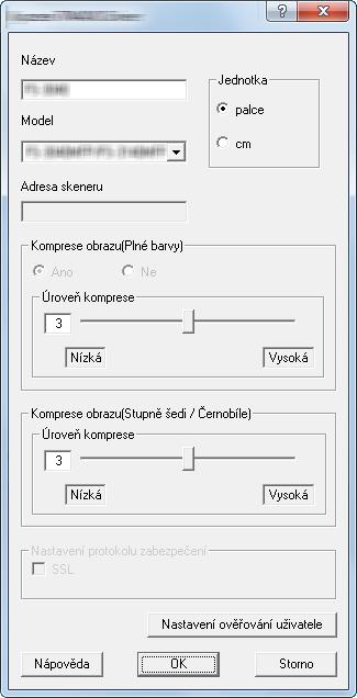 2 Klikněte na [Přidat]. 2 Proveďte konfiguraci ovladače TWAIN. 1 2 3 (Síť) 4 1 2 4 (USB) 3 5 6 1 Zadejte název zařízení. 2 Zvolte zařízení ze seznamu.