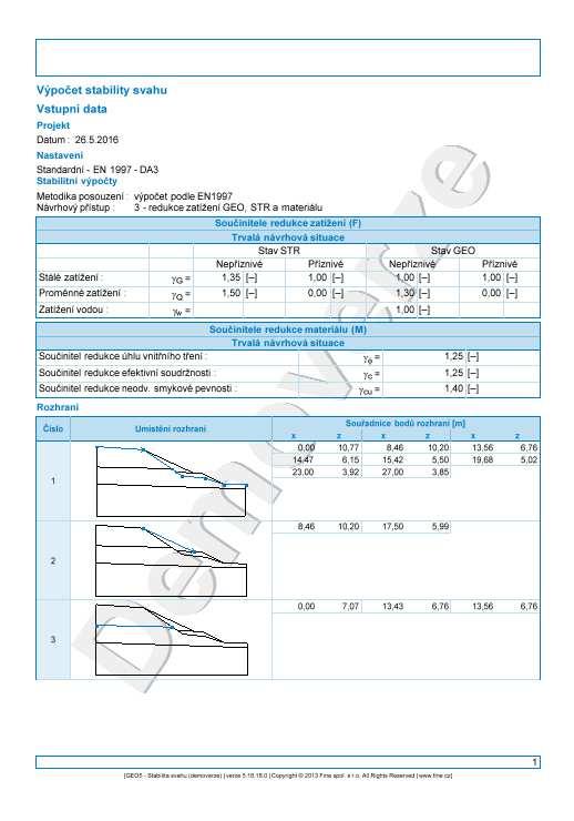 Příloha I - Výpočet stability svahu po zřízení