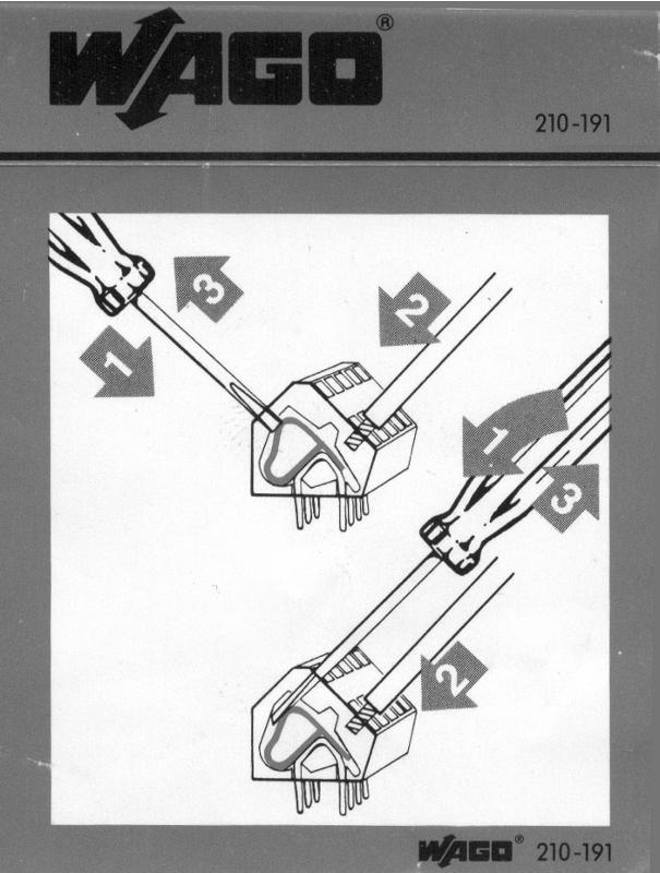 Svorky WAGO Uchycení a uvolnění vodičů : Zapojení konektoru (modifikace /K):
