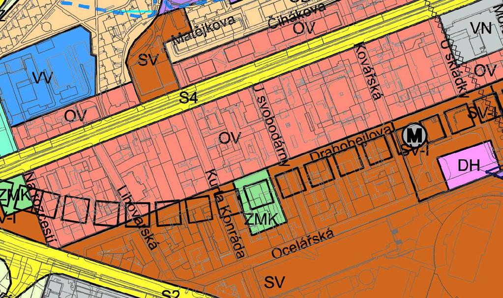 OV - všeobecně obytné doprava - ochranné páso etra energetika - ZT v ul.