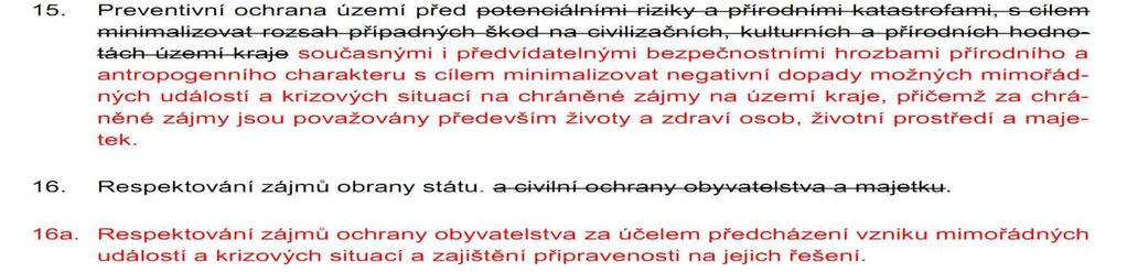A. Priority územního plánování kraje - čl. 15. 16a. ( čl. 25 PÚR ČR) Rozdílná právní úprava vojenských a nevojenských hrozeb zák. č. 239/2000 Sb.