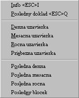 treba vybať dátum, z ktorého treba vytlačiť kópiu uzávierky. Po potvrdený voľby Tlac sa vytlačí kópia uzávierky. Tlač kópie dokladu 1. vybranie požadovaného dňa z kalendára 2.