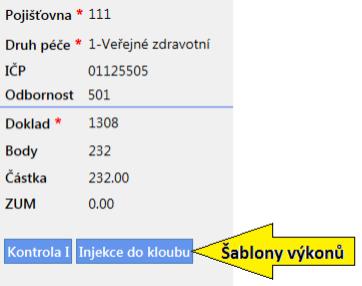 V případě, že lékař potřebuje vykázat ZUM, klikne na tlačítko Z+, které je na konci řádku s výkony. Toto tlačítko se objevuje pouze u výkonů, ke kterým lze dle metodiky ZUM vykázat.