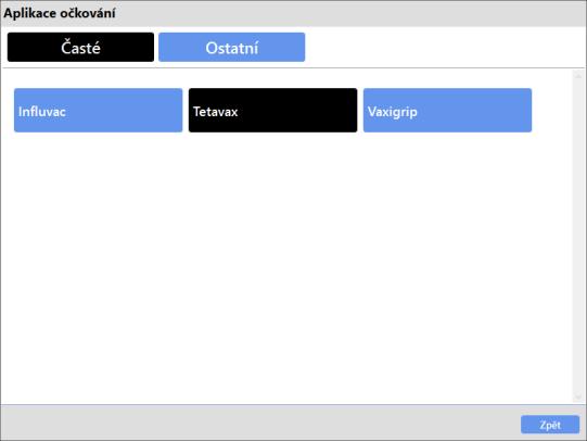Obrázek 14: aplikace očkování Tetavax Obrázek 15: volba typu