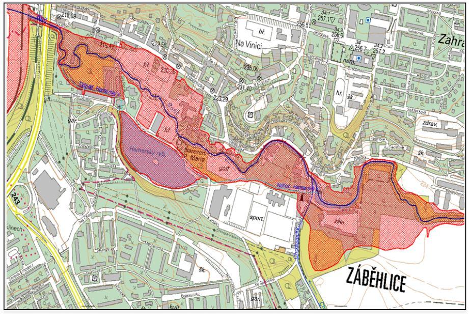 urbanizovaném území s velkým podílem zpevněných ploch bez