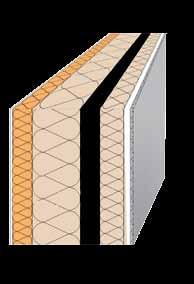 27 mm přímé závěsy + dřevovláknitá izolace Steico Flex tl. 100 mm masivní dřevěný panel DEKpanel D tl.