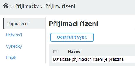 2. Založení nového přijímacího řízení Škola může v systému modulu Přijímaček evidovat jednotlivá období přijímacího řízení, která se na škole uskutečnila.