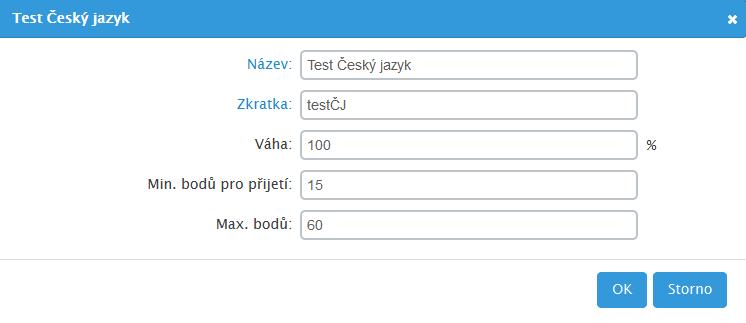 3. V oddíle Kritéria nastavíte všechna kritéria, která budou v rámci přijímacího řízení (zkoušek) posuzována.