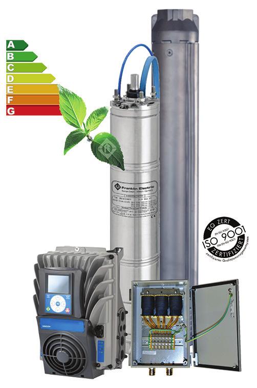 6" Systém s vysokou účinností S přihlédnutím k životnímu prostředí a úsporám energie vyvinul Franklin Electric vysoce účinný ponorný vrtný systém, skládající se z synchronního 6" Ponorného motoru s