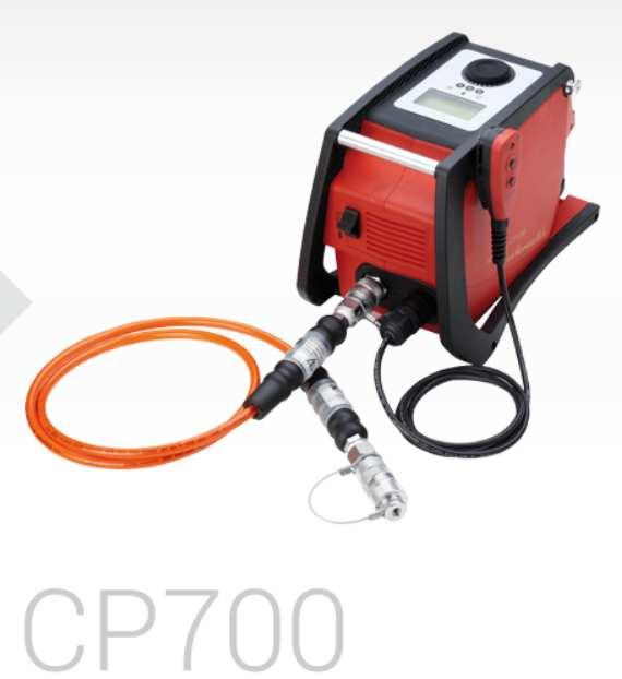 CP700/CP850 - Bateriová hydraulická pumpa s plnícím tlakem až 850bar (85Mpa) Praktická konstrukce vhodná k přenášení Výstup přes rozhraní mini USB do PC
