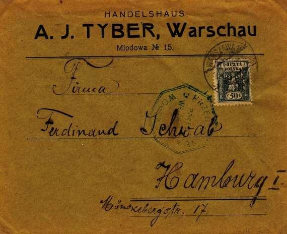 - 22 - Obyčejná zásilka poslaná z Varšavy do Hamburku.