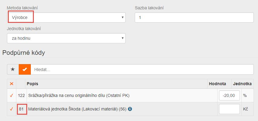 AZT Přídavné práce V případě výběru PK 51(Metodika AZT) je uživateli umožněno zadat přídavné práce k přípravě na lakování. Všechna zadání se realizují přímo v grafice na kartě Zadání poškození.