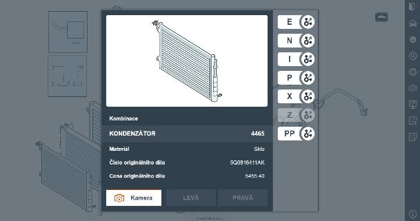 Výběr zadáte kliknutím na daný díl. Operaci ukončíte křížkem v pravém horním rohu obrazovky.