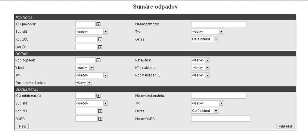 Kontrola hlásení Obrázok 14: Celkové štatistiky odpadov Ponuka Kontrola hlásení v menu Odpady slúži na kontrolu hlásení zadávaných pôvodcami do systému priamo (online).