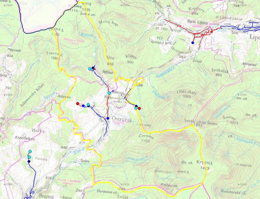 B.2 ZÁKLADNÍ INFORMACE O OBCI (části obce - ZSJ) Obec Ostružná leží asi 12 km jihozápadním směrem od města Jeseník.