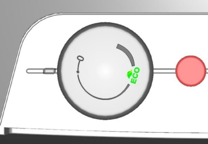 3.1.2 NASTAVENÍ TEPLOTY Teplota vody se nastavuje otočením knoflíku termostatu. Požadovaný symbol se nastaví proti pevnému bodu na ovládacím panelu (Obrázek 6). Spodní hranice tep.