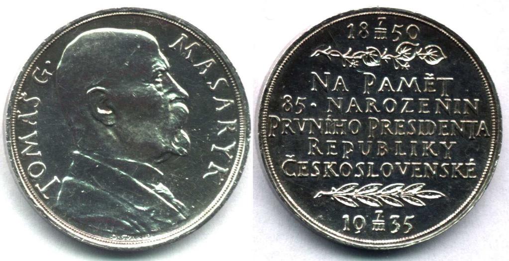 narozenin prvního presidenta republiky Československé Patinovaný bronz, Ø50mm,