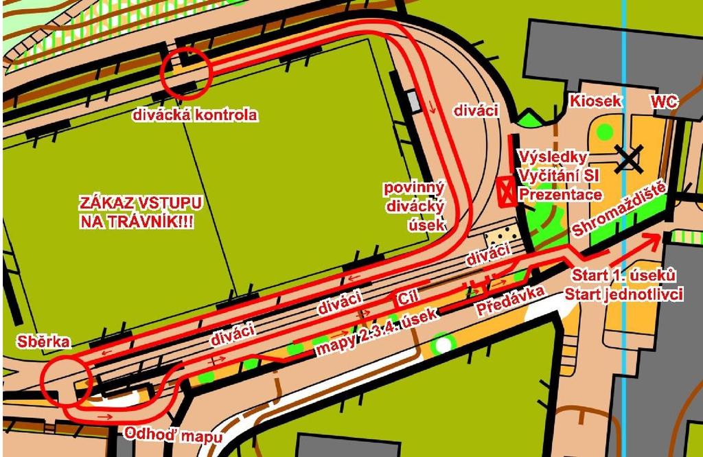 Plánek stadionu a centra: Detail předávky: Výsledky: Předběžné výsledkové listiny podle kategorií dostupné