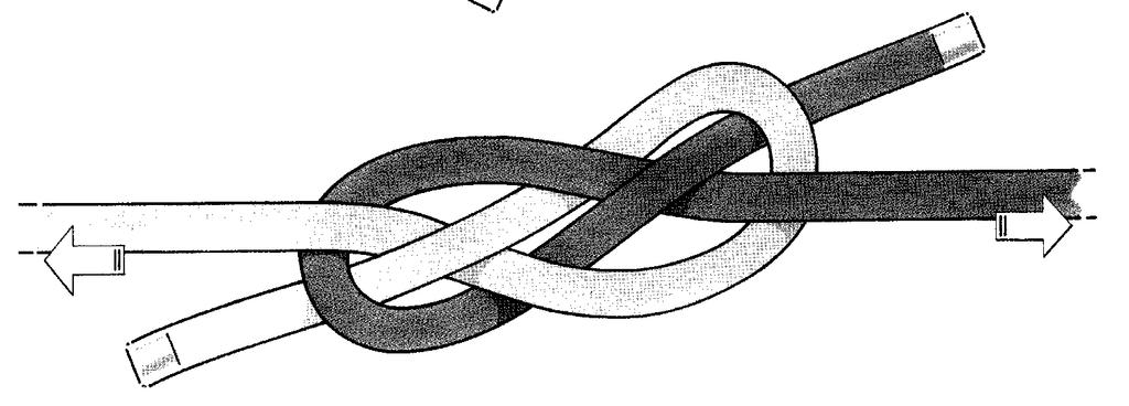 Přivazujeme-li dlouhé lano, na kterém bude tah, na strom, proplétáme osmičku směrem od volného konce lana; uvážeme tak vlastně propletené osmičkové poutko.