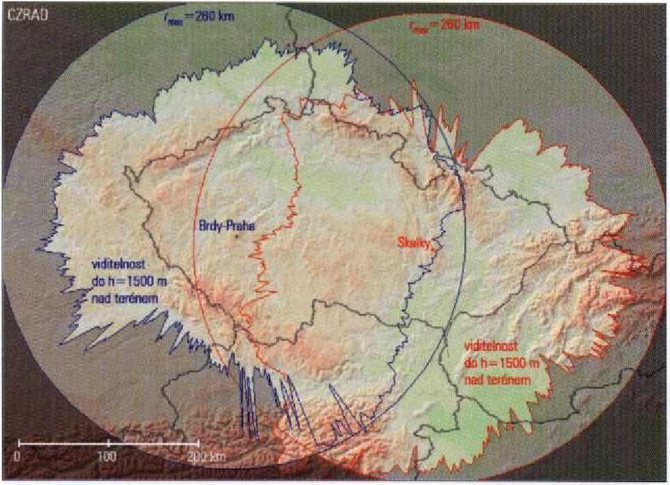 994). Fig. 4. Positions and coverage of CHMl weather radars (CZRAD radar network).