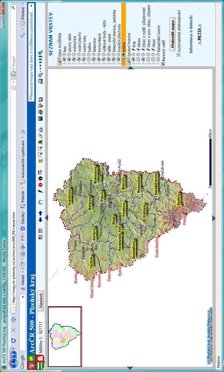 Příloha č. 4. Uživatelské rozhraní webového GIS Plzeňského kraje.