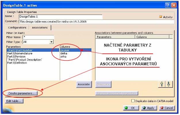 Tato funkce je zde detailně popsána, protože je to stěžejní funkce pro řízení parametrické šablony. Po aktivaci této funkce můžeme načíst jednotlivé listy tabulek z Excelu. Znázornění na obr. 6-22.