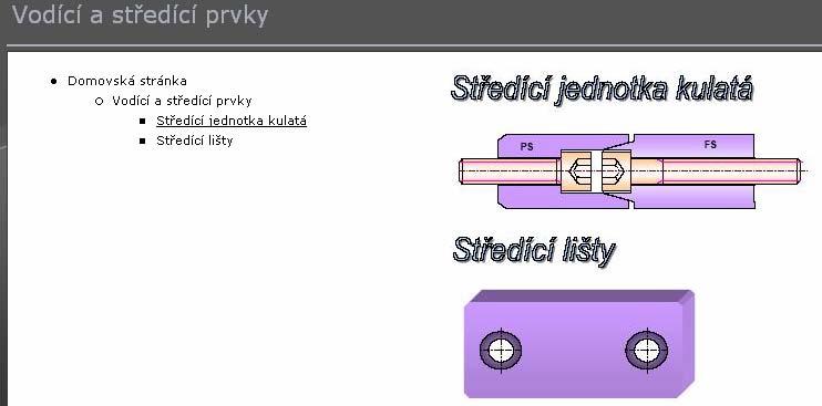 Konstrukční řešení Vodící a středící prvky Tato konstrukční skupina obsahuje prvky, které středí formu po jejím dovření v lisu.