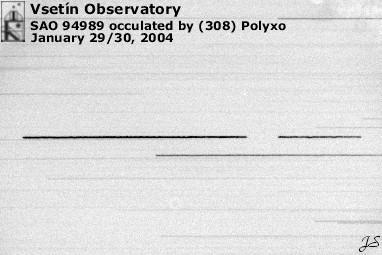2014 [15] Dojde-li k planetkovému zákrytu, projeví se to přerušením čáry obrazu hvězdy (na inverzním snímku na obr. 3.