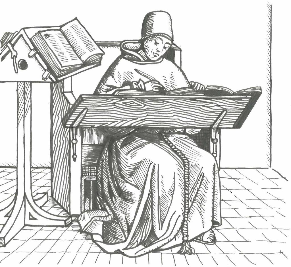SKRIPTORIA PÍSAŘSKÉ DÍLNY Většina středověkých knih z období před vynálezem knihtisku (kolem roku 1450) vznikla ve skriptoriu. Skriptorium byla klášterní písařská dílna, kde se knihy opisovaly ručně.