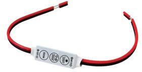 5 m Miniaturní regulátory k jednobarevným E pásům 20 12-24 V C E-RF-1 12-24 VC 12 A E-RF-2 12-24 VC 12 A Způsob ovládání S tlačítky na zadní straně regulátoru, ovládání