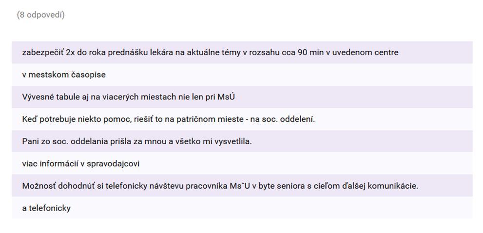 Tabuľka 5 Zisťovanie najvhodnejšej formy komunikácie respondenta so sociálnym oddelením Status Počet respondentov percento Besedy 20 19,6 % Vývesná tabuľa 4 3,9 %