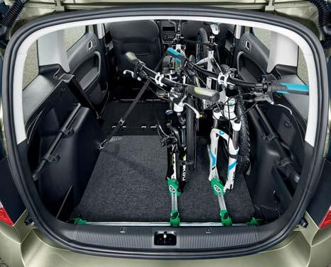 Interiérový držák jízdních kol V interiéru vozu Yeti převezete s tímto držákem snadno a bezpečně až dvě jízdní kola.