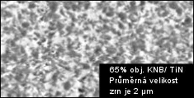 Obr. 3.3 Mikrostruktura BZN 8200 firmy Diamond Innovations 25 Tab. 3.3 Doporučené řezné podmínky pro BZN 8200 25 Materiál Řezná rychlost Posuv na otáčku Šířka záběru ostří [m.